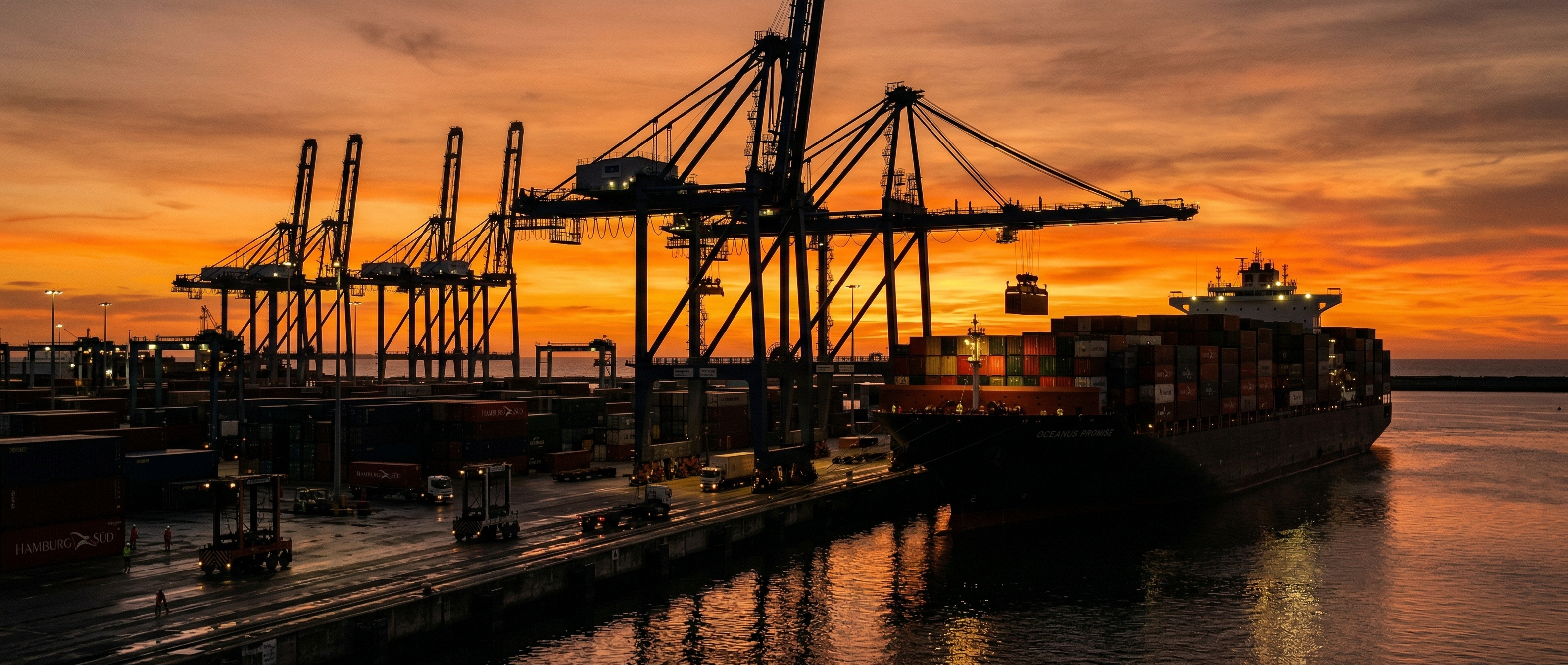 Maritime operations at dusk